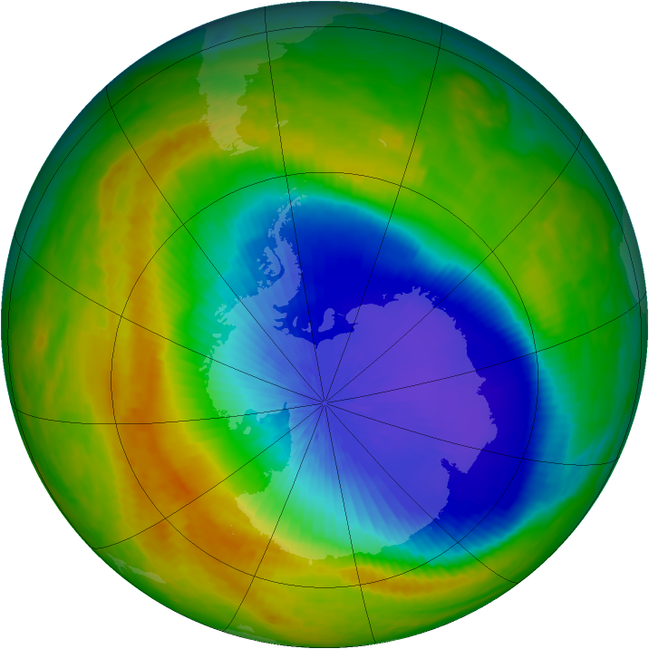 Antarctic ozone map for 24 October 2003